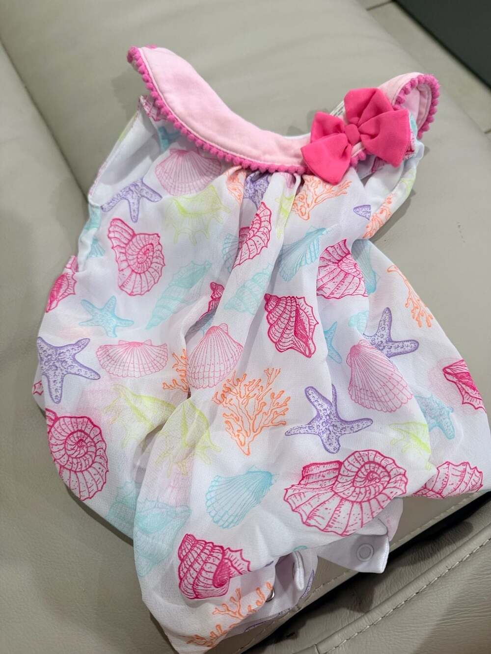 Sunshine Baby Seashell Print Dress Size 12 Months Pink White